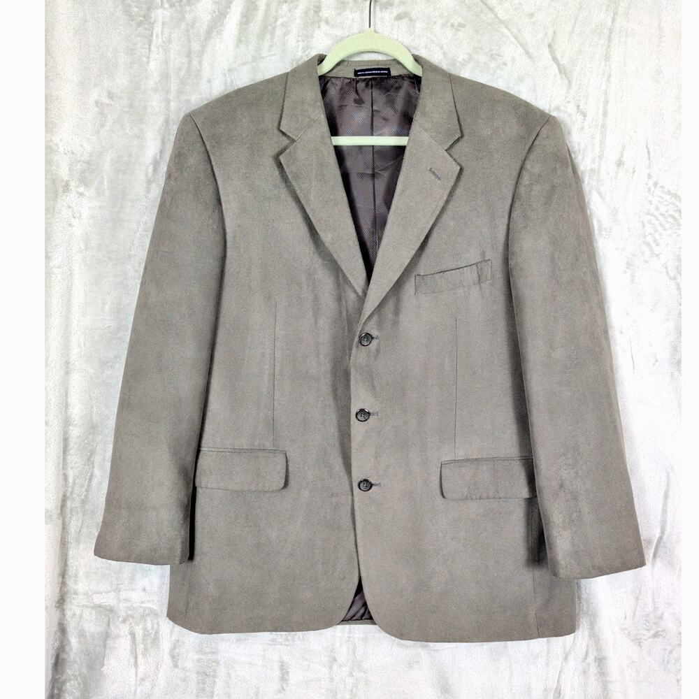 Stafford Essentials Mens Corduroy Sport Coat Blazer 44R Gray Business Casual